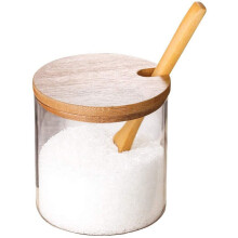 Pot à épices, sucrier avec couvercle et cuillère pour herbes et épices