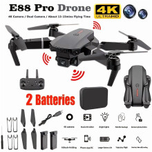 FANRUINA E88-S2MAX Drone met schermbediening, dubbele camera's, obstakeldetectie, borstelloze motor, opvouwbaar, nachtvlucht, 2 accu's