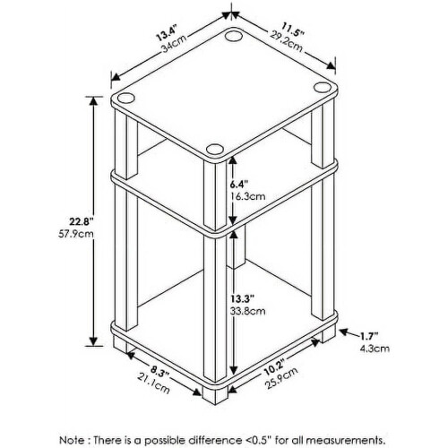 JUST 2-Piece Side Table Set, 3-Tier Open Shelf, Toolless Assembly, Compatible with Amber Pine 2