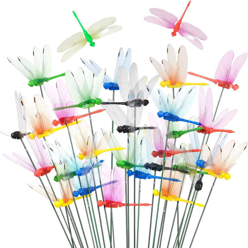 Πλαστικοί πάσσαλοι κήπου Dragonfly 10 ιντσών, συσκευασία 24 χρωμάτων