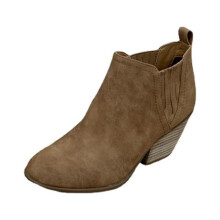 Damhöststövlar Vintage slip-on stövlar spetsig tå rund tjock klack korta skor7(39)