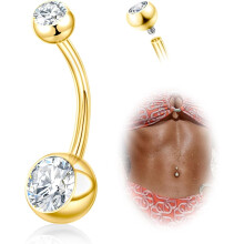 Titanové piercingy do pupíku 14G, 8-14mm, s vnitřním závitem, šperky do pupíku z kamene s červeným zirkonem pro ženy a muže