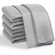 Multipurpose Non-Scratch Wire Dishwashing Rag for Wet and Dry, Reusable Cleaning Cloths, Scrubbing Pads for Dishes, Glass, Stainless Steel - 5 Pack
