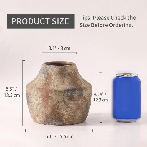 Vaso in ceramica stile rustico da 5,3 pollici 1
