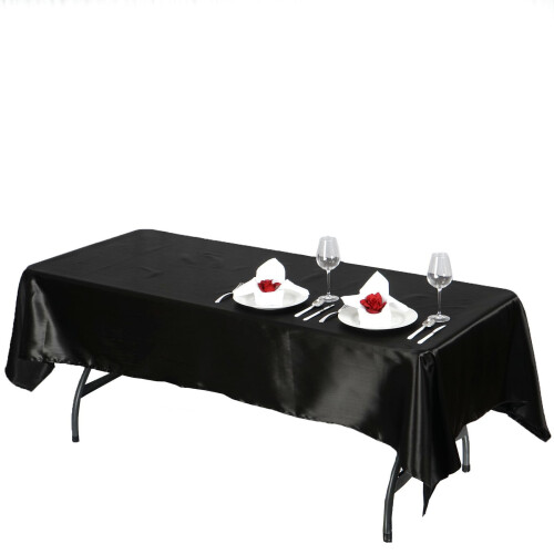 Toalha de mesa retangular de cetim preta, 152 cm x 259 cm (60" x 102") 1