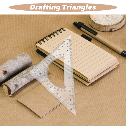 Transparent Plastic Triangle Ruler Set for Teaching Use 2pcs Student Design for Math Geometry 2