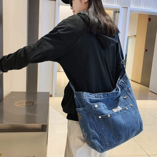 Γυναικεία τσάντα Tote Vintage Denim με πολλές τσέπες, ανοιχτό μπλε 2
