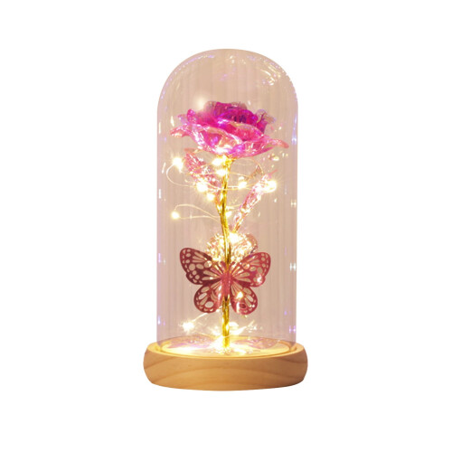 Veilleuse rose et papillon à douce lumière 1