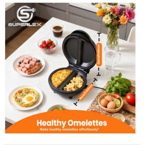 SUPERLEX Electric Omelette Maker 750W Nonstick Multi-function Omelette Machine With Smart Light Indicator Household Bread Cake 2