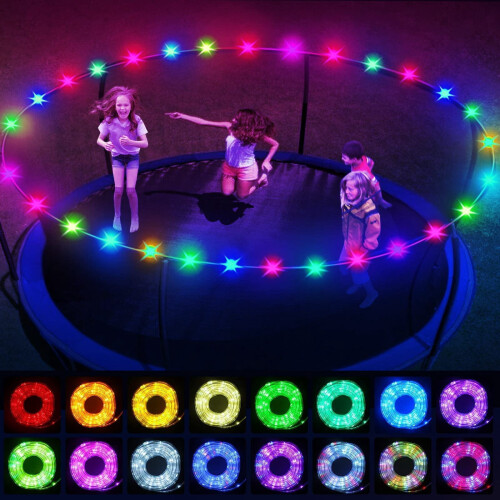 56ft RGB LED Trampoline Rope Light, 16 Colors, Remote 1