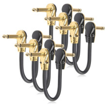 6er-Pack 6-Zoll-Gitarren-Patchkabel, Extrem Geräuscharm, Rechtwinklig, 6,35-mm-Klinkenstecker, Flaches Pancake-Design für Pedalboards