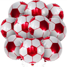Pack of 10 18 Inch Red Soccer Balloons , Aluminium Foil Balloon for Soccer Themed Birthday and Sports Events