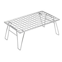 CAMPINGMOON T-235A Table de Rangement Robuste pour Barbecue de Camping en Acier Inoxydable, Table Pliante Portable Multifonctionnelle D'Extérieur