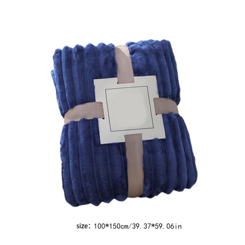 Dark Blue Double Layer Raschel Blanket 100x150cm 2