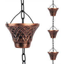 Chaînes de Pluie pour Gouttières Extérieures, Chaîne en Cuivre avec Coupelles, Remplacement Décoratif pour  de Gouttière