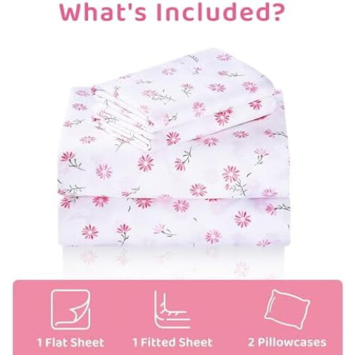 Floral Microfiber Queen Sheet Set 4-Piece 1