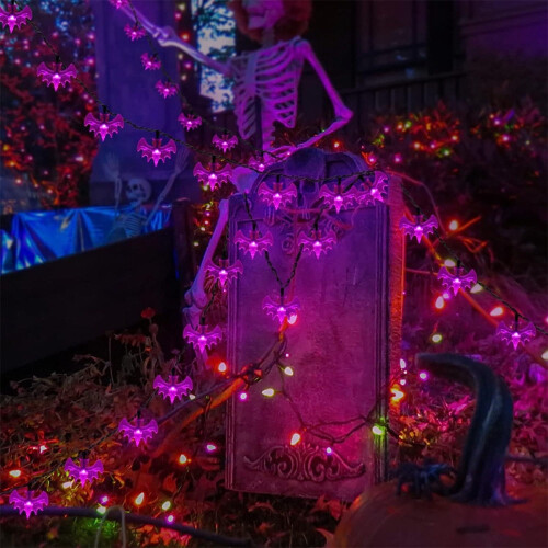 Ηλιακά φωτιστικά Gallickan Halloween, 16FT20LED φωτιστικά νυχτερίδας για 2