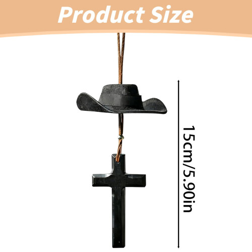 Cowboy Hat Cross Car Charm Black 2 Pack 1
