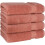 Ensemble de 4 serviettes de bain turques, 100 % coton, extra larges et douces, couleur corail. 3