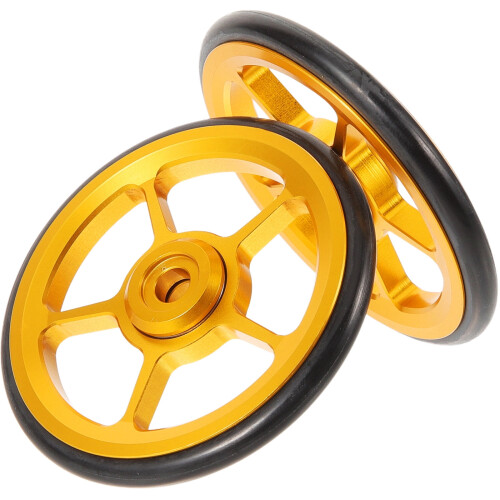 Worgeous 2 Pcs E Replaceable Bike Part Folding Bicycle Wheels Golden 2