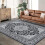 Vintage floral medallion area rug black 6x9 ft 2