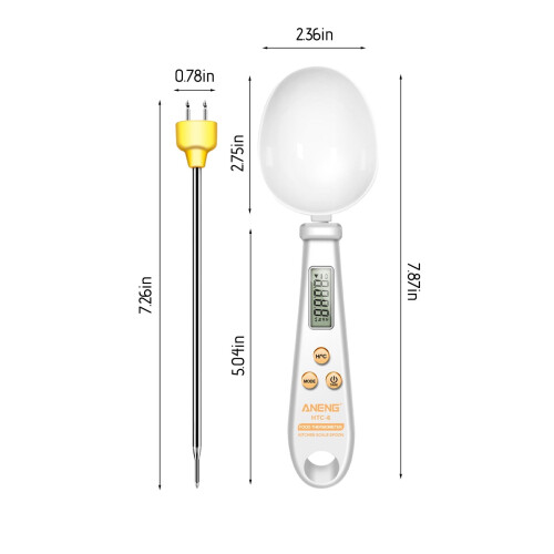 Digital mätsked 500 g 0,1 g precision med temperaturprob 2
