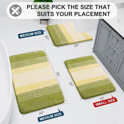 Tapete de banho felpudo de microfibra antiderrapante e absorvente de 76 x 51 cm (30 x 20 polegadas) 1