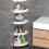 Rustproof 5-Tier Corner Shower Organizer with Wheels & Drain Holes, White 5