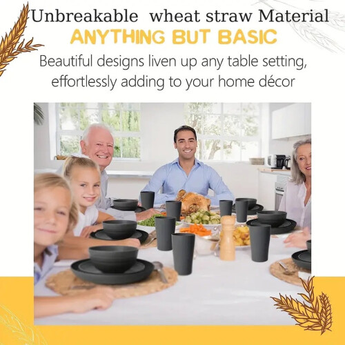 Dinnerware Set, Gray, 16-Piece Kitchen Utensils 1