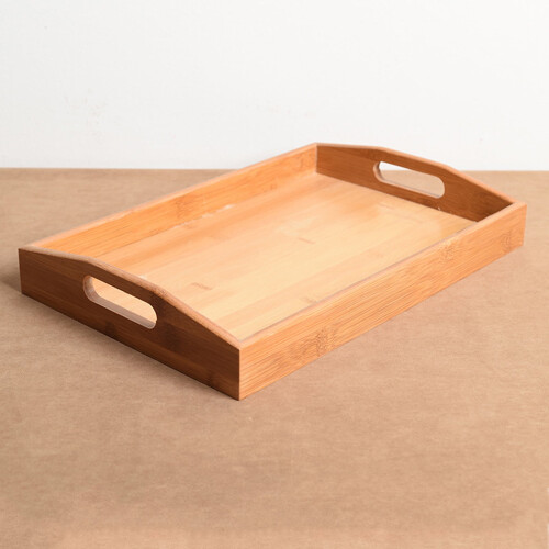 Dekorative Holztablett im Landhausstil, quadratisch oder rund, 1 Stück 1