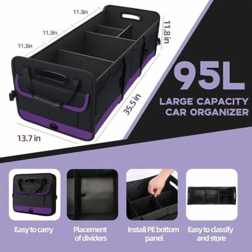 95L Car Trunk Organizer with Non-Slip Base 1
