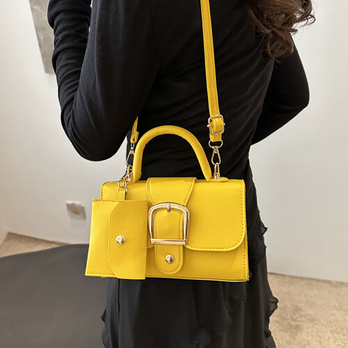 Μικρό γυναικείο πορτοφόλι crossbody από δέρμα vegan με καπάκι και λαβή μεταφοράς, μίνι 2