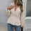 Blazer da donna slim fit con scollo a V, maniche lunghe e orlo a peplo. 5