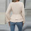 Blazer da donna slim fit con scollo a V, maniche lunghe e orlo a peplo. 7