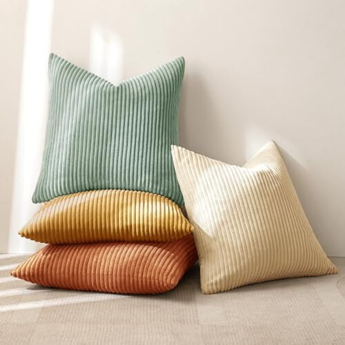 Housses de coussin à rayures bohèmes, 56 x 56 cm, lot de 4 2