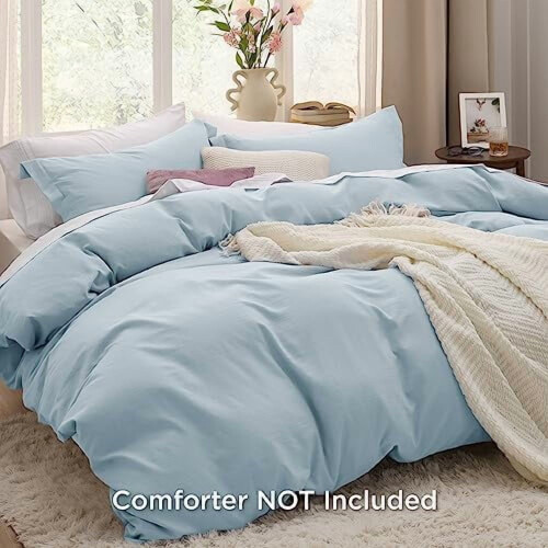 Hemelsblauwe dekbedovertrekset (queensize) - 3-delig 1