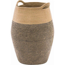 Korkea 105L pyykkikori kahvoilla, punottu juutista valmistettu pyykkikori vaatteille, peitoille ja pyyhkeille – 65,1 x 48,3 cm