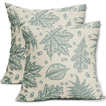 Herbstkissenbezüge, 45 x 45 cm, 2er-Set, Schwarzer Kürbis, Herbst-/Erntedank-Motiv, Leinenkissenbezüge im Landhausstil für Sofa, Couch und Bett