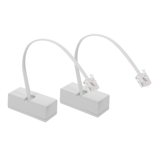 2 stk. telefonlinjeadapter fastnetadaptere rejse hvid