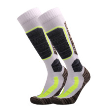 Unisex Ski Socks Winter Thickened Warm Wool Wicking Odor Hiking Mountaineering Thermal Footwear Socks Knee High Socks(White,L)