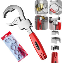 Flexiwrench, Universal Wrench Adjustable Double Ended Wrench, Universal Under Sink Wrench Faucet Tool, Plumbing Wrench for Tight Spaces (Red No Box)