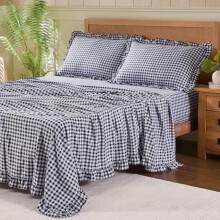 Komplet pościeli Gingham King, miękka szczotkowana mikrofibra, 16-calowa głęboka kieszeń, 4-częściowy, dekoracja w stylu rustykalnym z