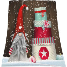 Christmas Gnome Fleece Blanket 50x60 Inch Brown Wood
