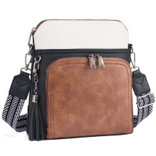 Dámska kabelka cez rameno, ľahká stredne veľká crossbody kabelka z mäkkej kože s strapcom