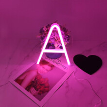 Neon Sign, Letter Neon Signs Neon Alphabet Light Light Up LED Letters Lights Light Up Marquee Letters Lights Battery USB Pink