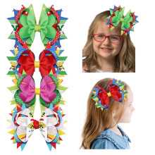 Set de 4 pinzas para el cabello Joybowie para niños con lazos en capas con temática de regreso a clases.