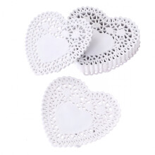 Paper heart lace cake placemats pink white 50 pcs