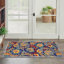 Home Aloha Navy Multicolor 2'8" x 4' Area Rug - Easy Clean, Non Shedding, Bed Room, Living Room, Dining Room, Kitchen (3' x 4')