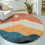 Abstract Round Area Rug Faux Wool 4 ft 1