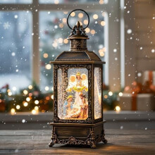 Christmas Snow Globes with Nativity Scene, Silent Night Music, USB/Battery Powered – Compatible with Holiday Decor